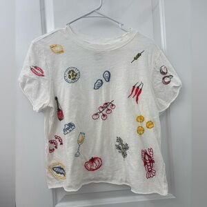 Maeve short sleeve embroidered blouse tshirt